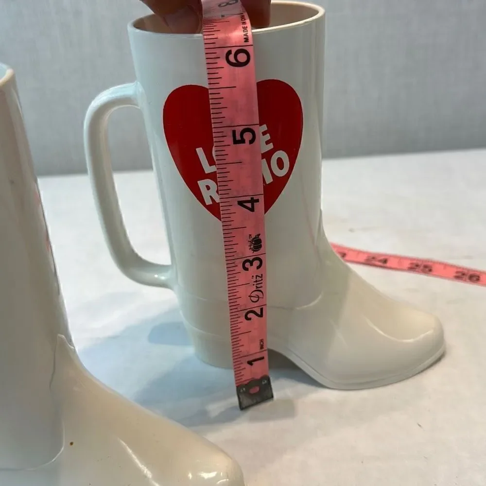 Vtg I Love Radio Boot Glasses Cups Plastic Mug